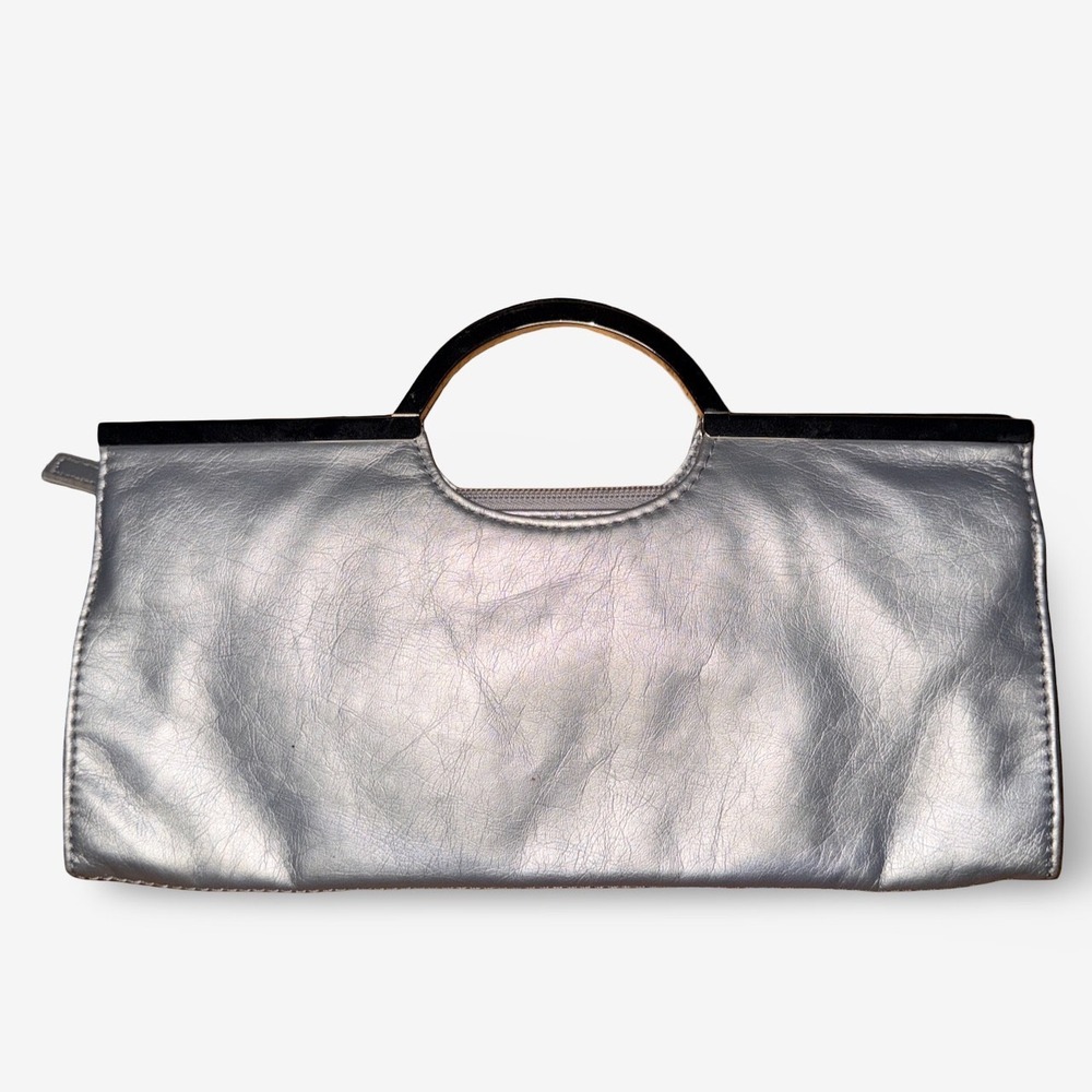 Candies Silver Metallic Clutch Homecoming Y2K Retro Vintage Double Handle Purse